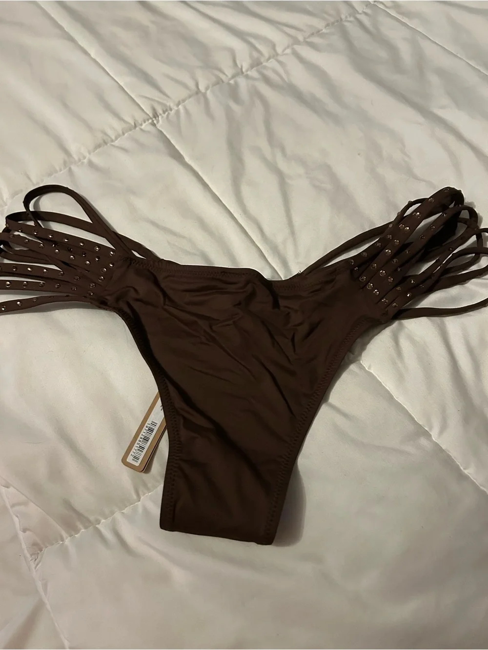 Skims strappy rhinestones bikini bottom coco color xl hard to find